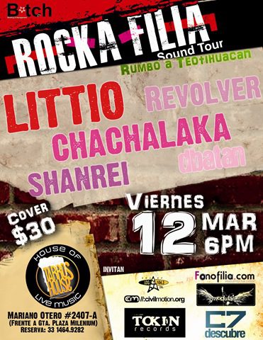 Rock A Filia Sound Tour Por razones de logística la fecha de este concierto se cambió al miércoles 17 de marzo. Dentro de la Gira “Sound Tour” donde participan las bandas dbatan, Shanrei, Littio y Chachalaka...