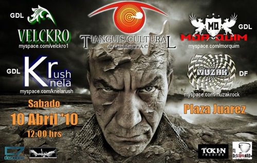 Este sábado 10 de abril tocada en el Cultu Este sábado 10 de abril en el Tianguis Cultural de Guadalajara: Velckro, Kanela Rush, Morquim y Muzak. Plaza Juárez 12 pm. Apoya al rock nacional, no...