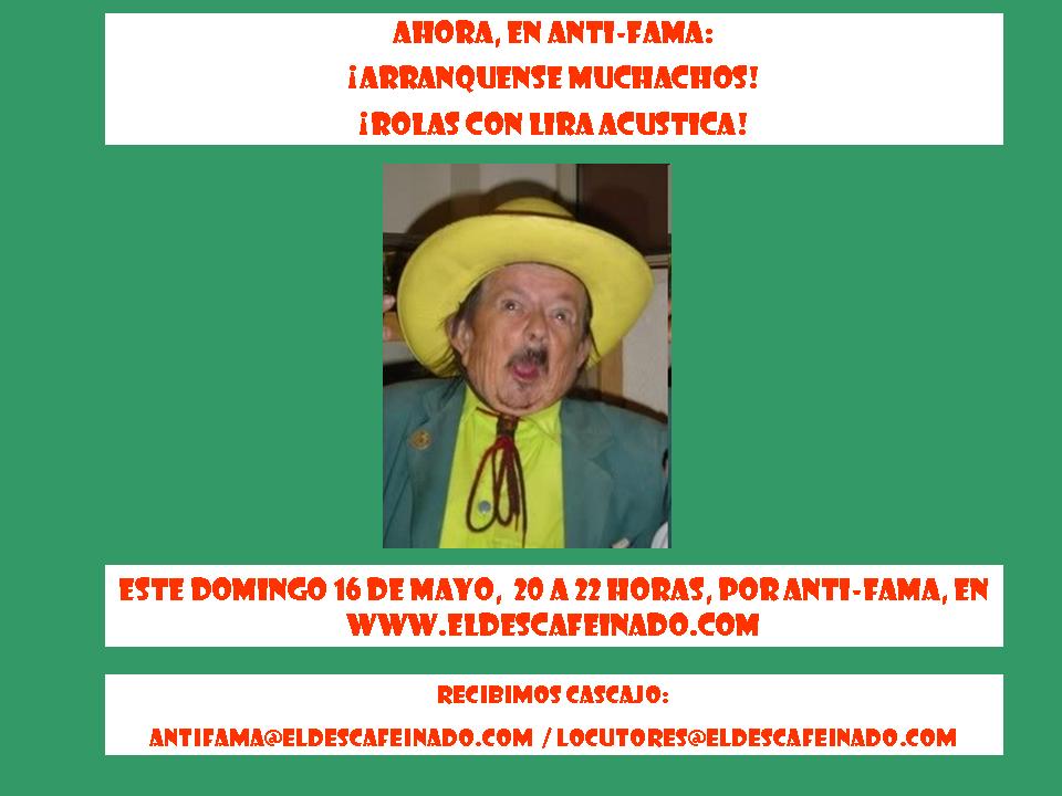 Este domingo 16 de mayo, día de la aceituna, no puedes perderte nuestro programa con puras rolas acústicas. Toma tu lira de palo, pónte a tono...