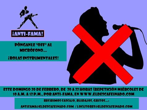 Este domingo 20 de febrero en Anti-Fama noquearemos a los vocalistas, para darle espacio a los demás instrumentos. Inúndate con el bajo, las guitarras, los teclados y pianos, melotrones y...